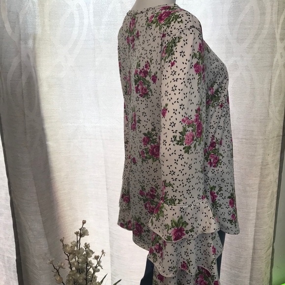 Bell Ruffle Sleeve Flower Long Sleeve Top XL XXL - Picture 4 of 6